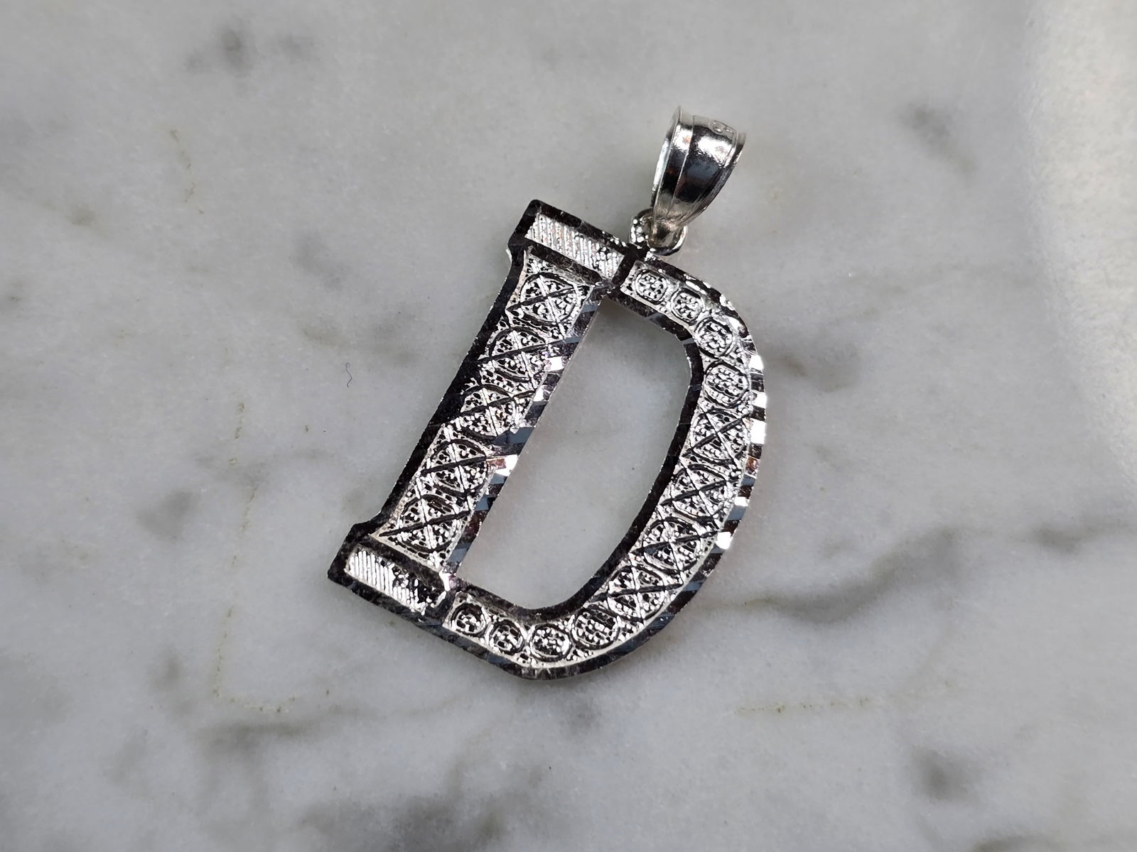 Womens Sterling Silver Initial Letter " D " Pendant (1 of 3)