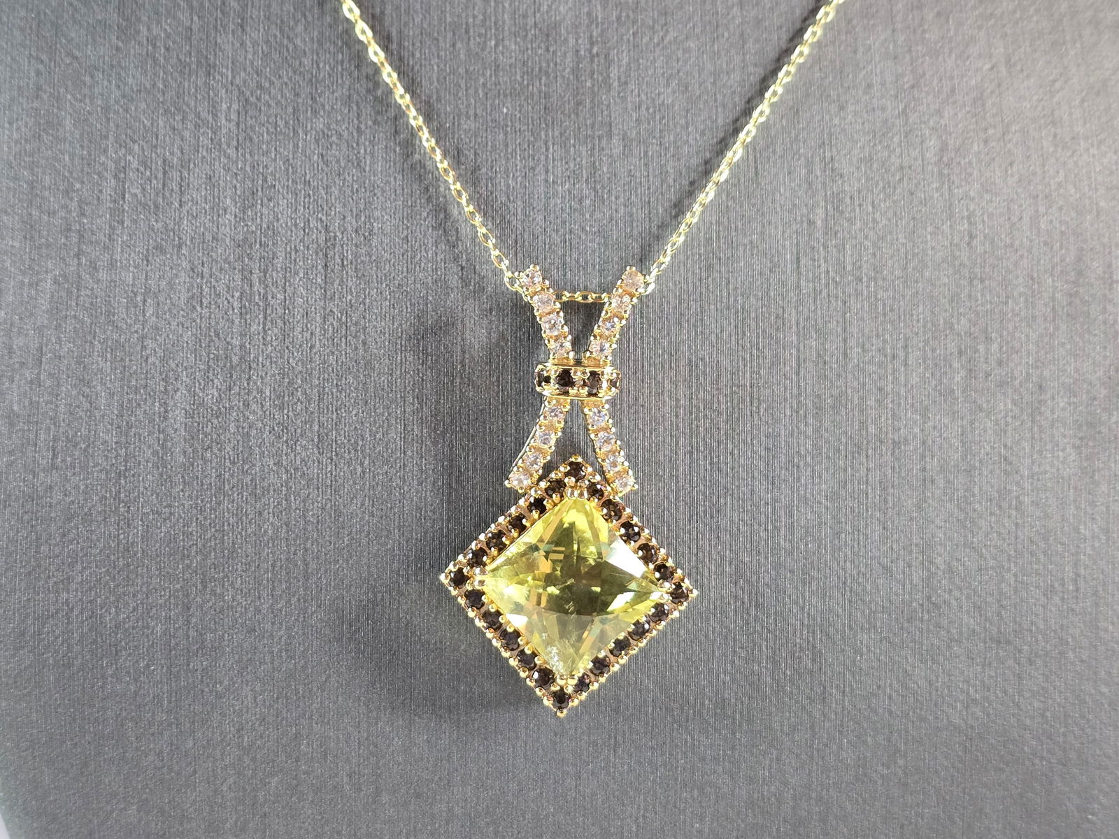 Womens Estate Sterling Silver Gold Tone Modernist Pendant Necklace (1 of 5)