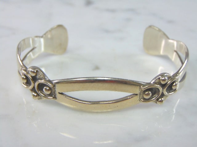 Womens Vintage Sterling Silver Modernist Cuff Bracelet (1 of 4)