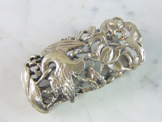 Womens Vintage Estate Sterling Silver Swan Belt Buckle (1 of 3)