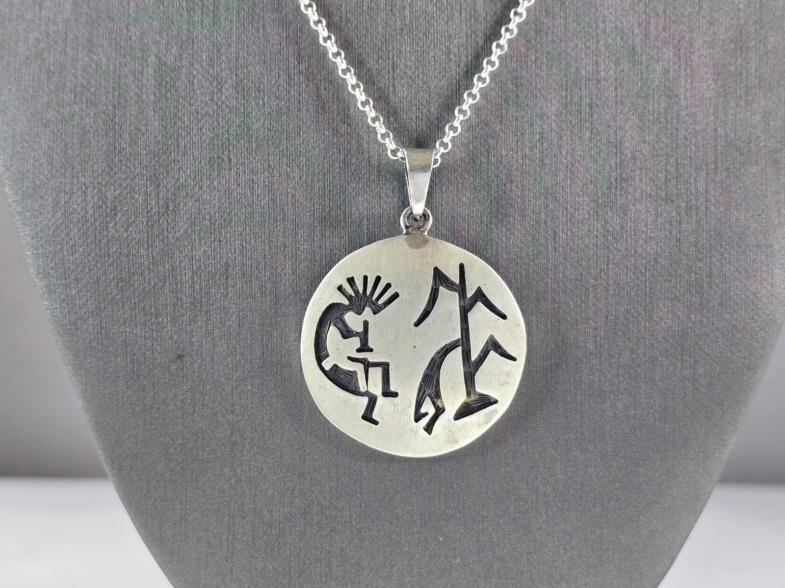 Sterling Silver Necklace W/ Southwestern Kokopelli Pend (1 of 6)
