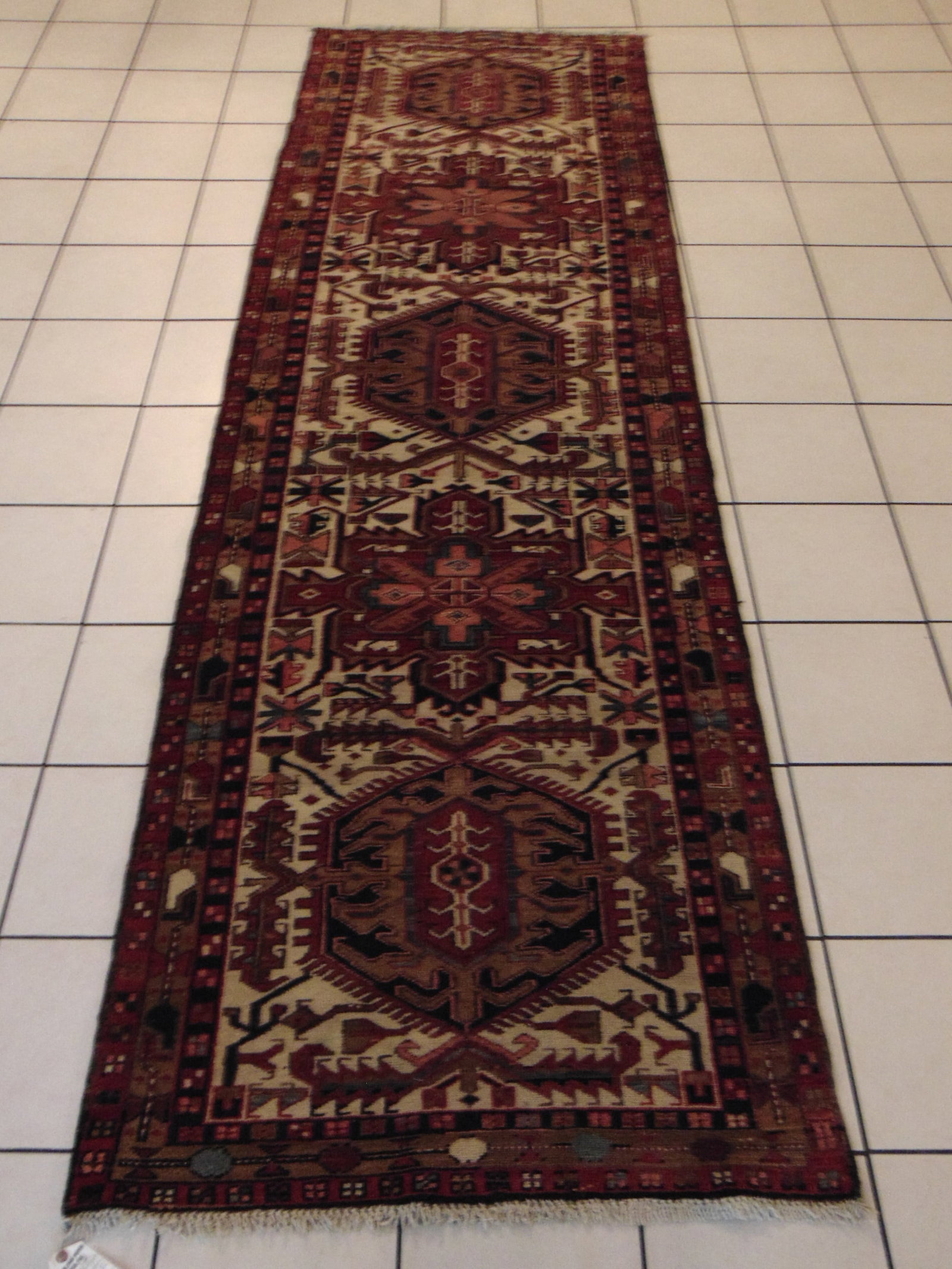 Vintage Estate Semi Antique Handmade Heriz Runner Rug (1 of 7)