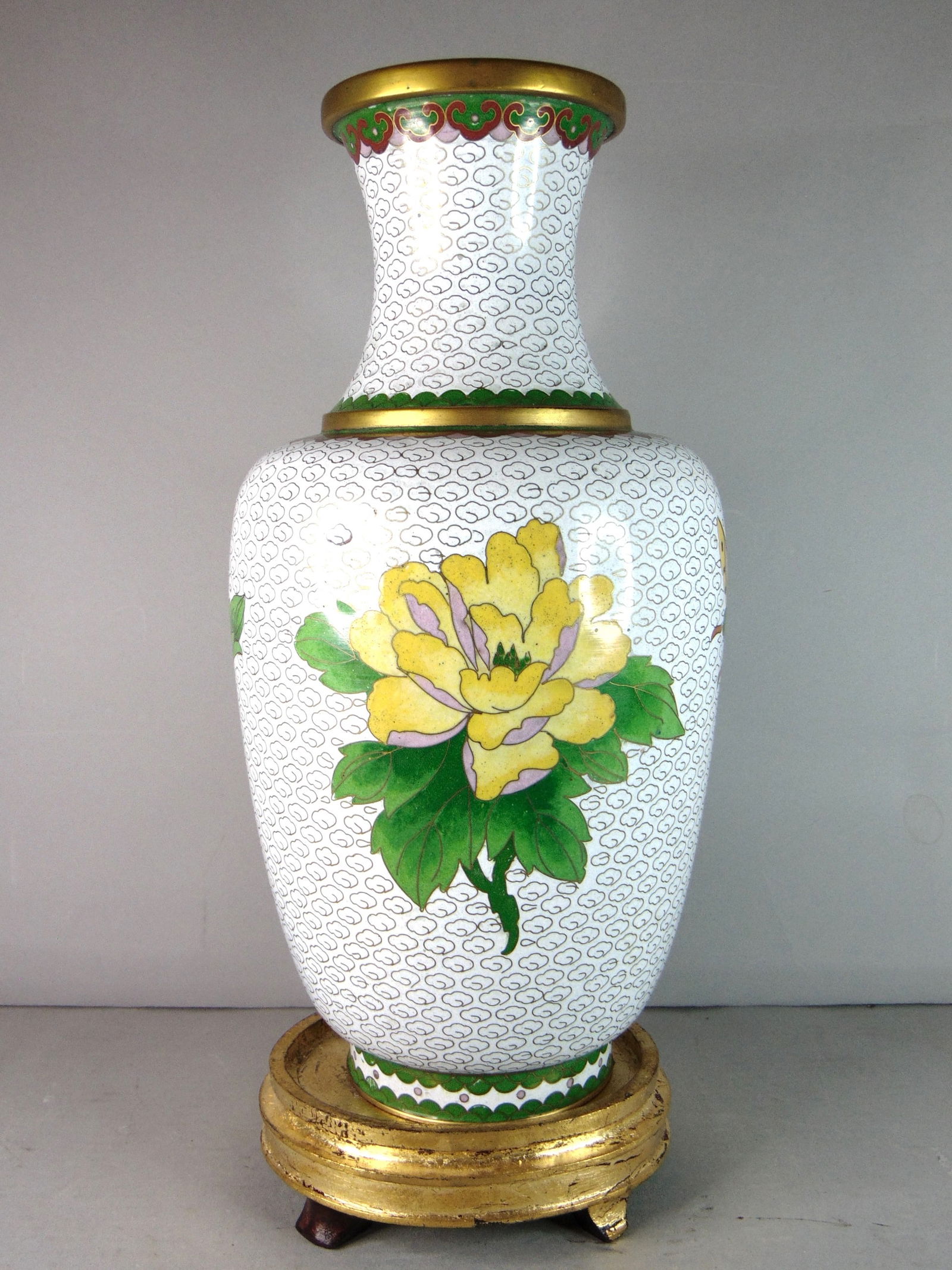 Decorative Vintage Estate Chinese Asian Cloisonne Floral Vase (1 of 7)