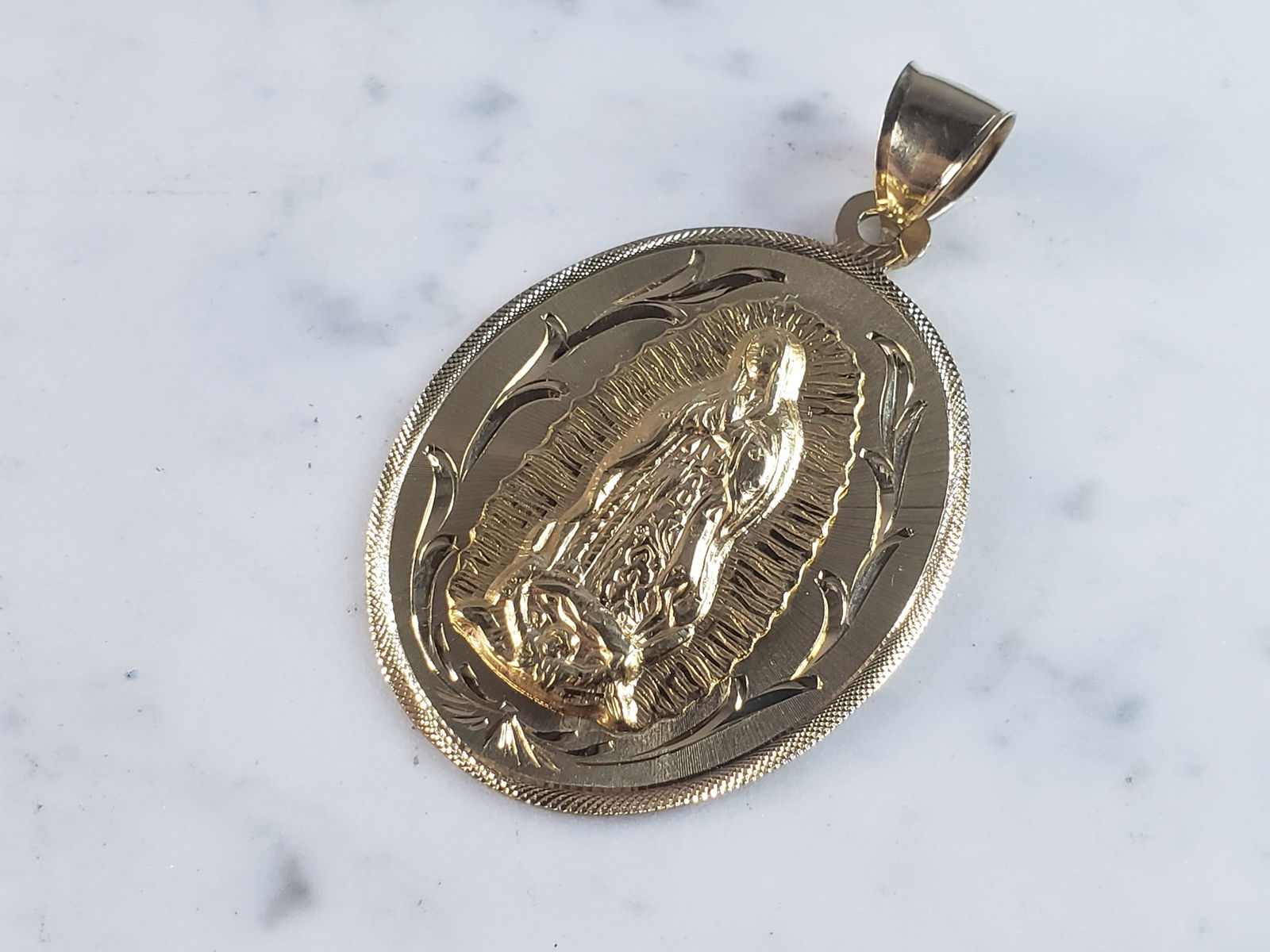 Vintage Estate 14K Mixed Gold Religious Pendant (1 of 3)
