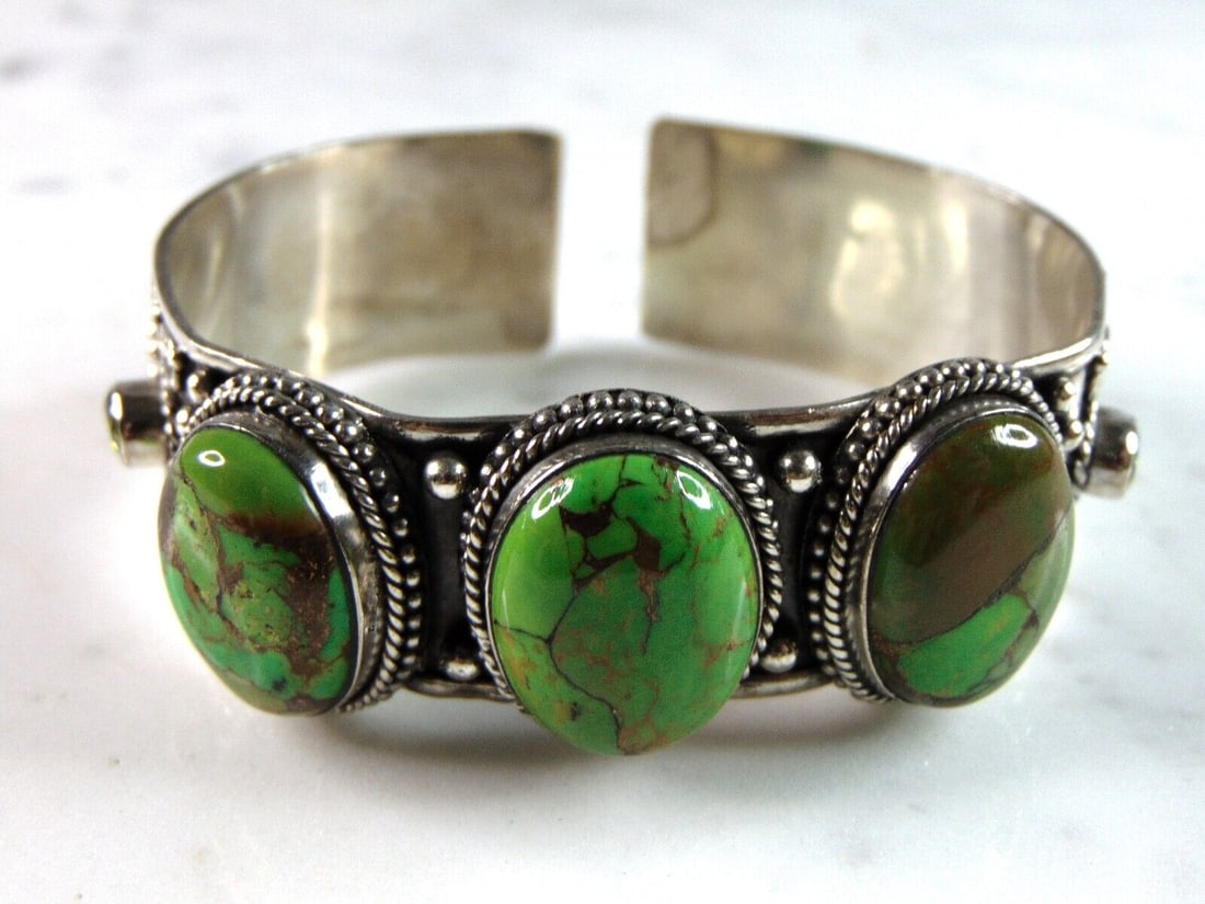 Womens Vintage Estate Sterling Silver Modernist Cuff Bracelet (1 of 3)