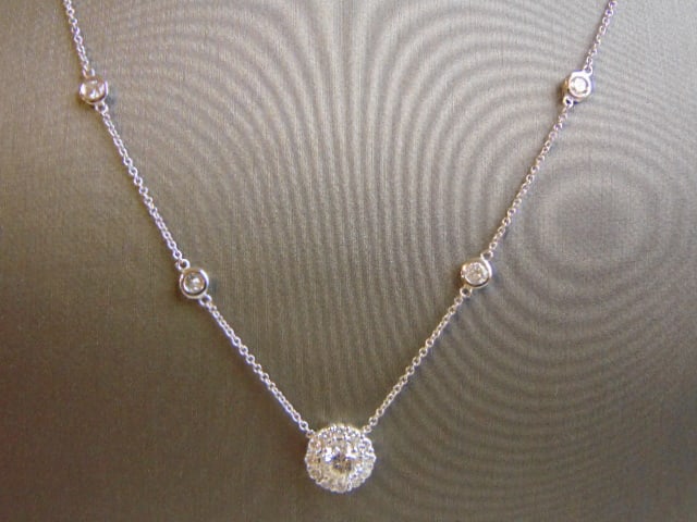 Womens 14K White Gold & Diamond Necklace Pendant (1 of 3)