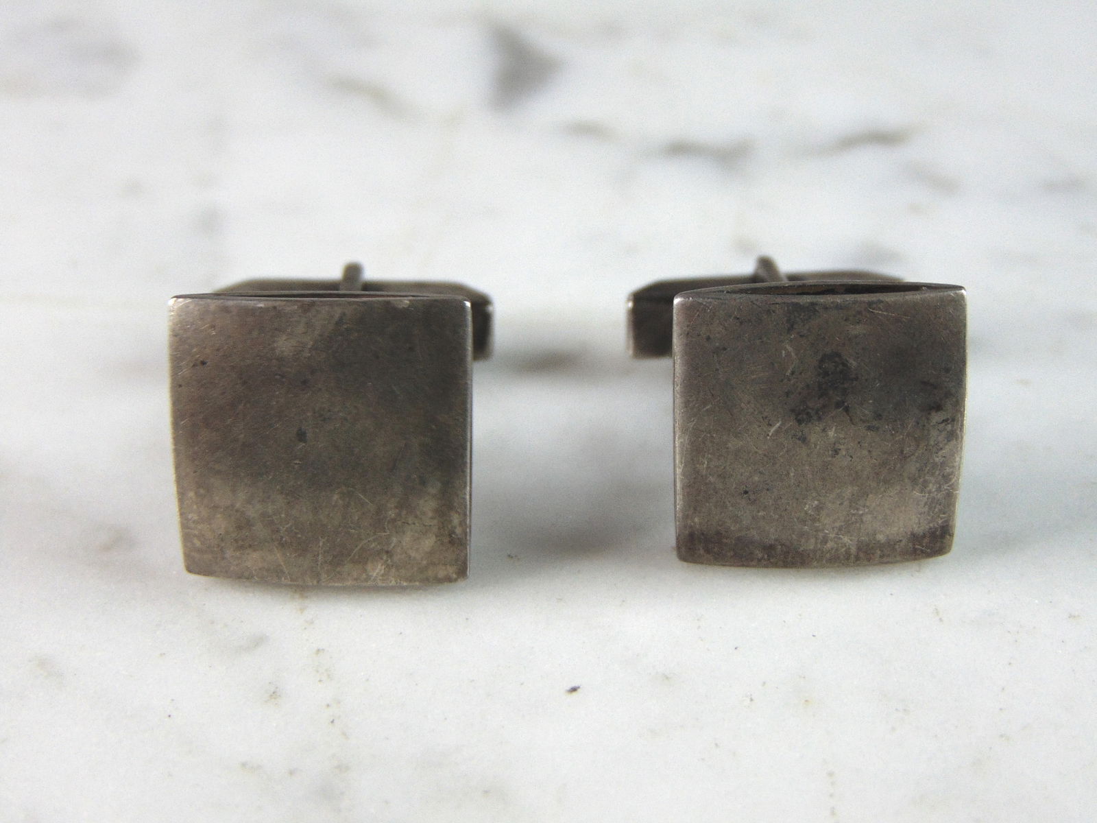Mens Vintage Estate Sterling Silver Modernist Cufflinks (1 of 3)