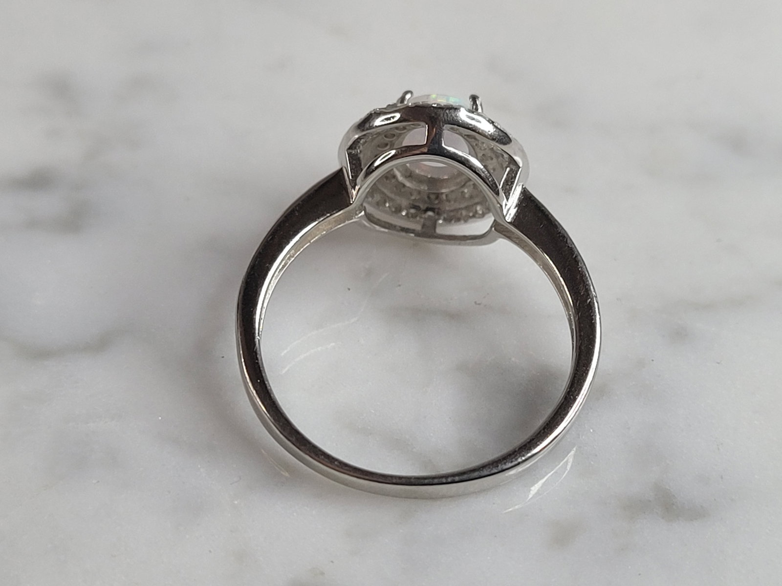 Womens Sterling Silver Modernist Opal Ring - 3