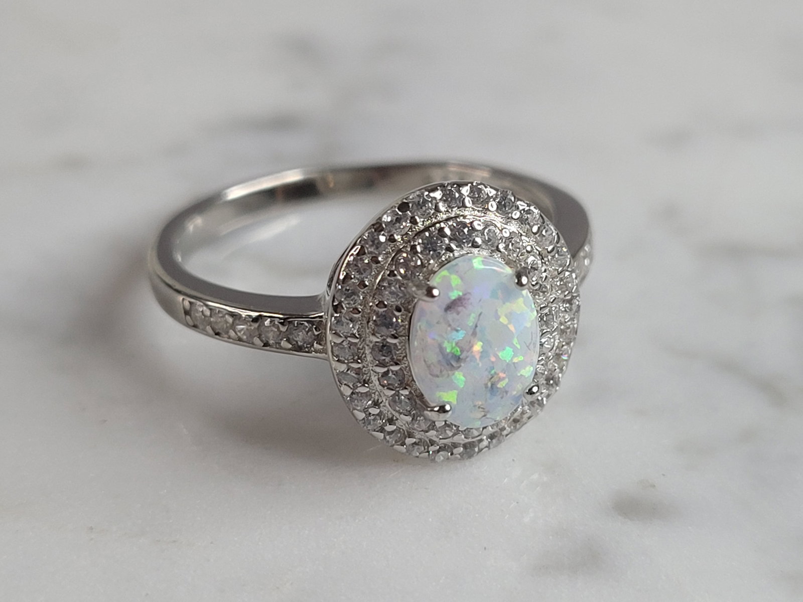 Womens Sterling Silver Modernist Opal Ring - 4