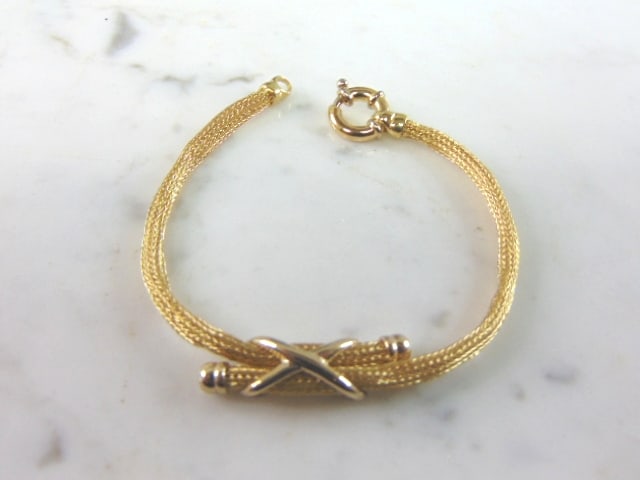Womens Vintage Estate 18K Yellow Gold Mesh Bracelet (1 of 3)