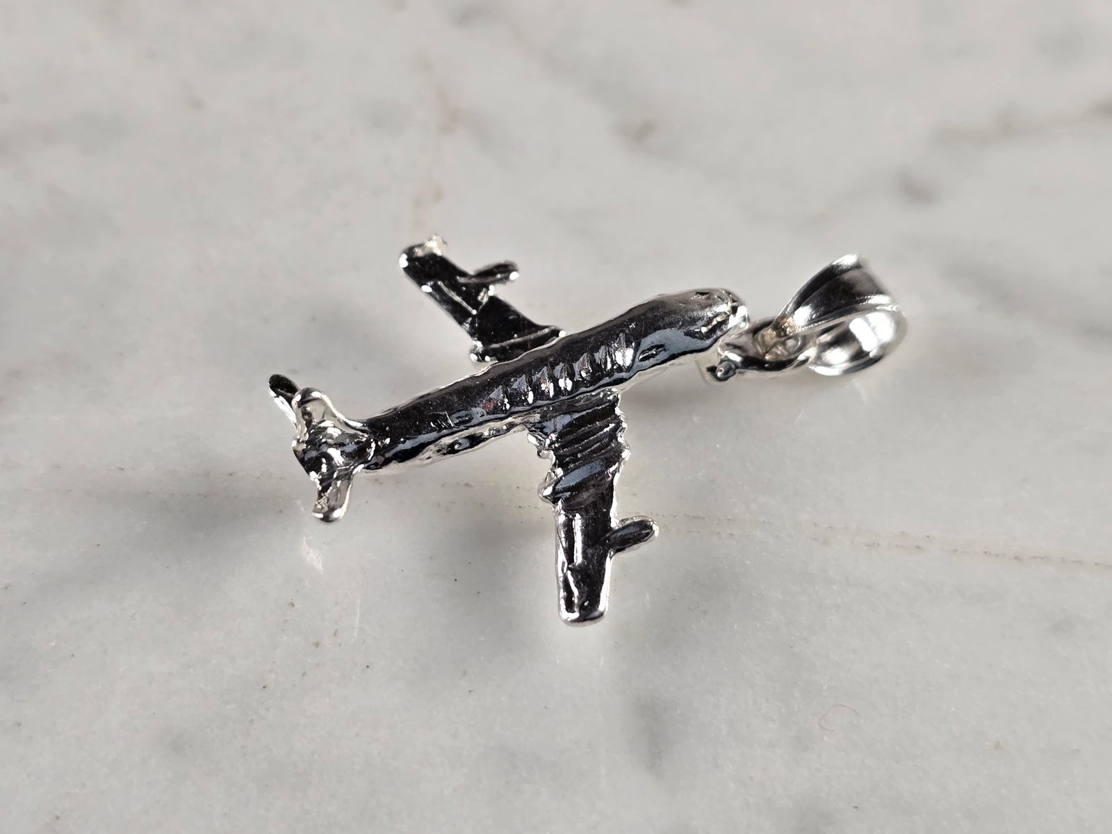 Womens Sterling Silver Airplane Pendant (1 of 3)