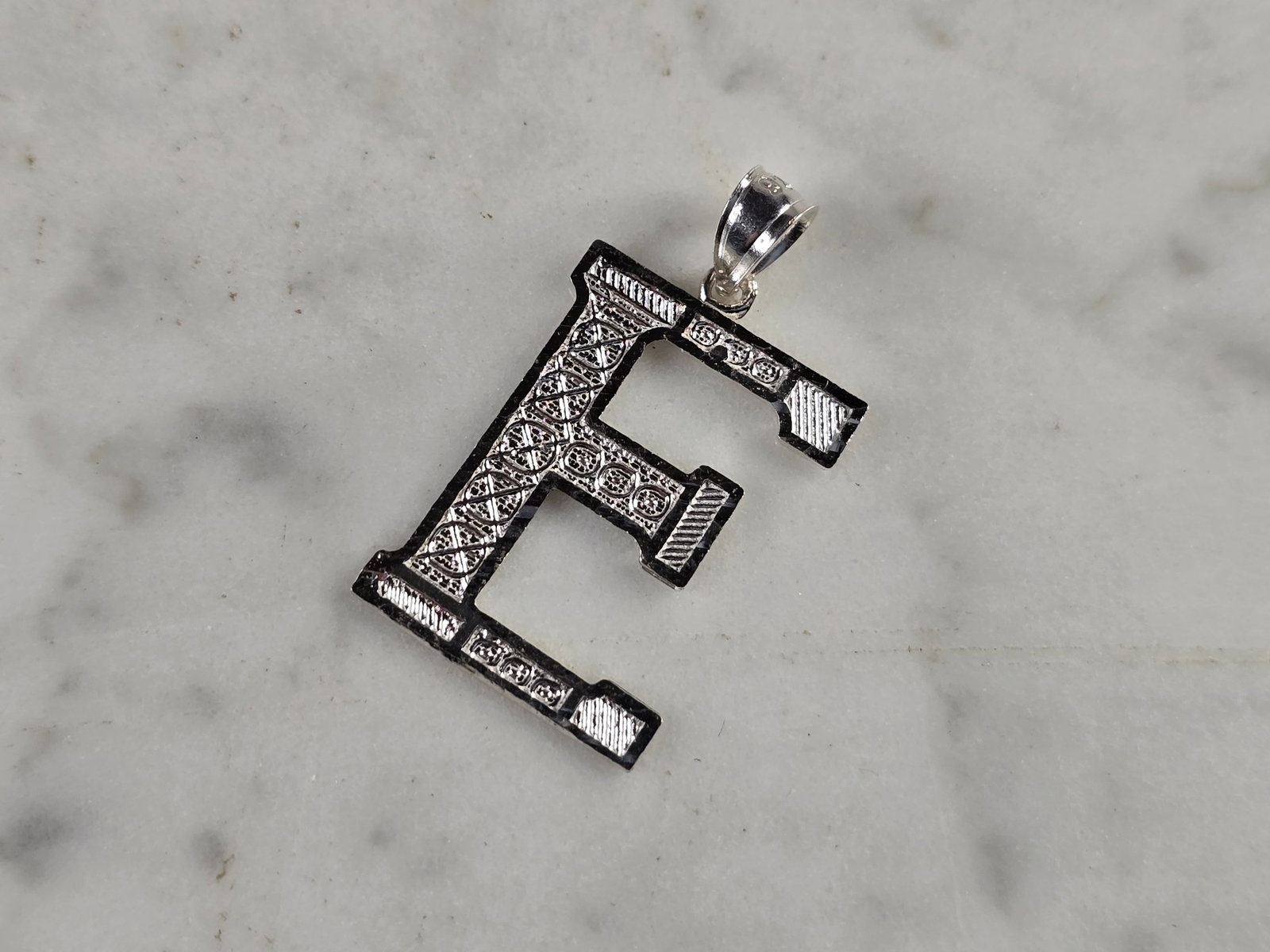 Womens Sterling Silver Initial Letter " E " Pendant (1 of 3)