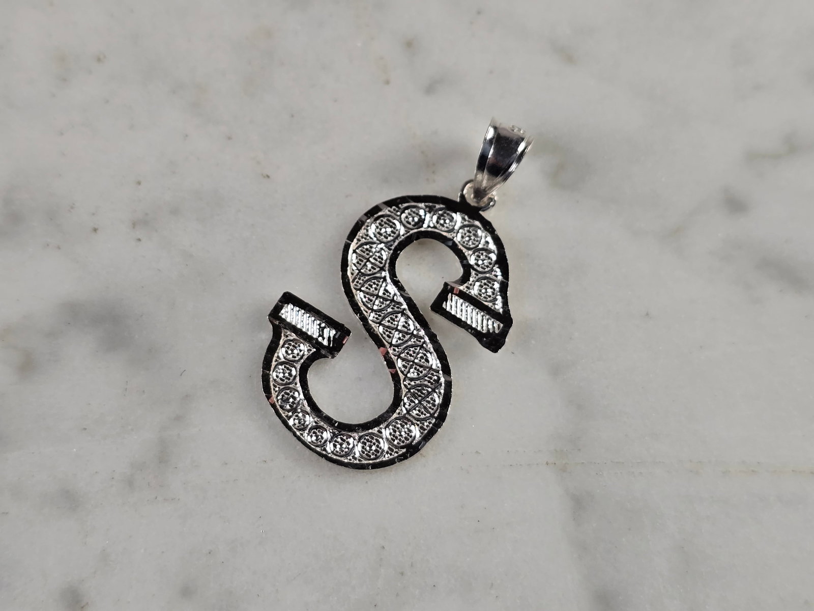 Womens Sterling Silver Initial Letter " S " Pendant (1 of 3)