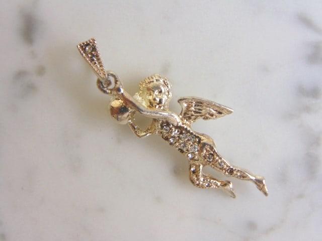 Womens Vintage Estate Sterling Silver Angel Pendant (1 of 2)