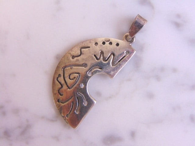 Womens Vintage Estate Sterling Silver Modernist Pendant (1 of 2)