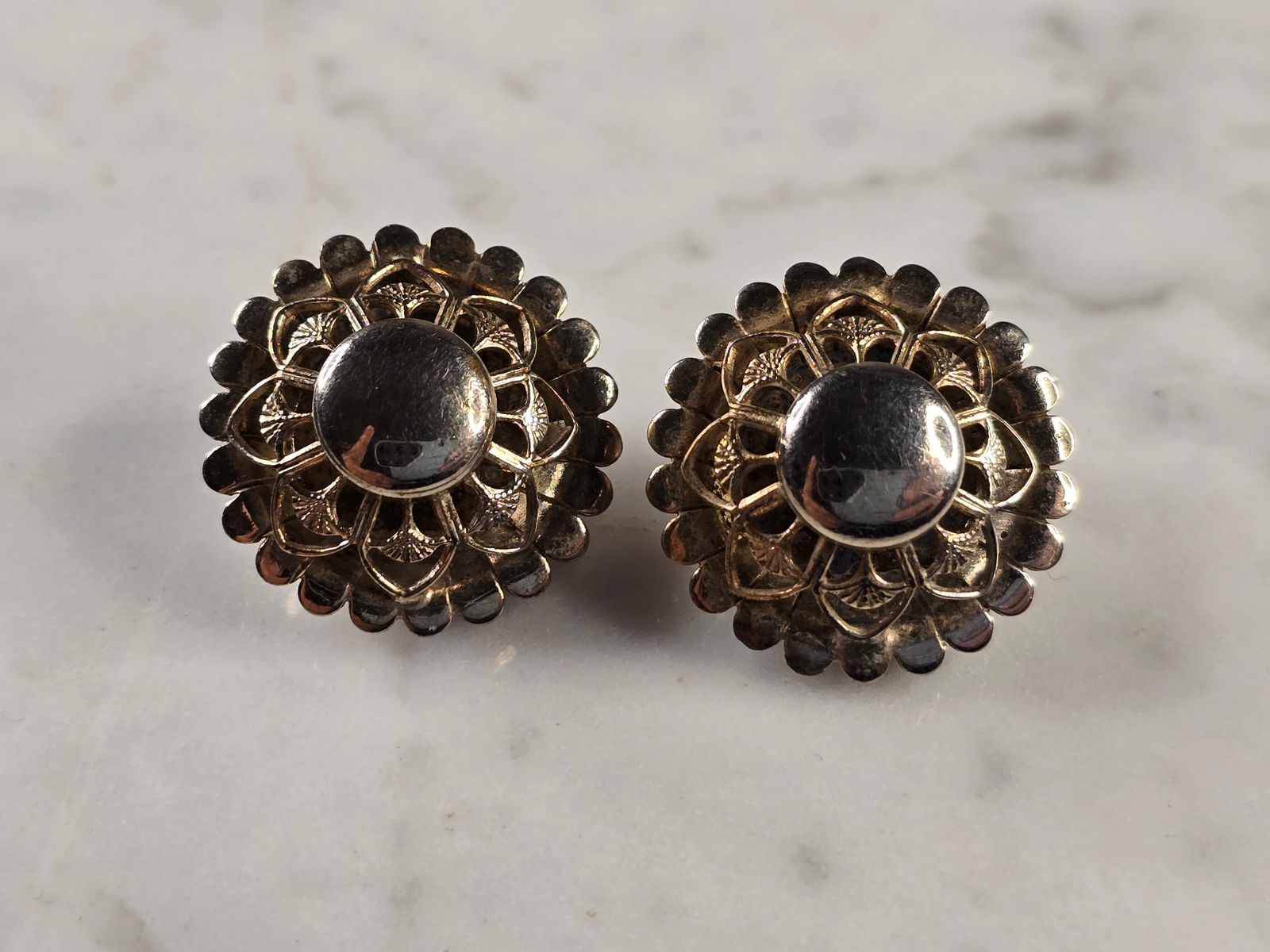 Womens Vintage Estate Sterling Silver Modernist Clip On Earrings (1 of 3)