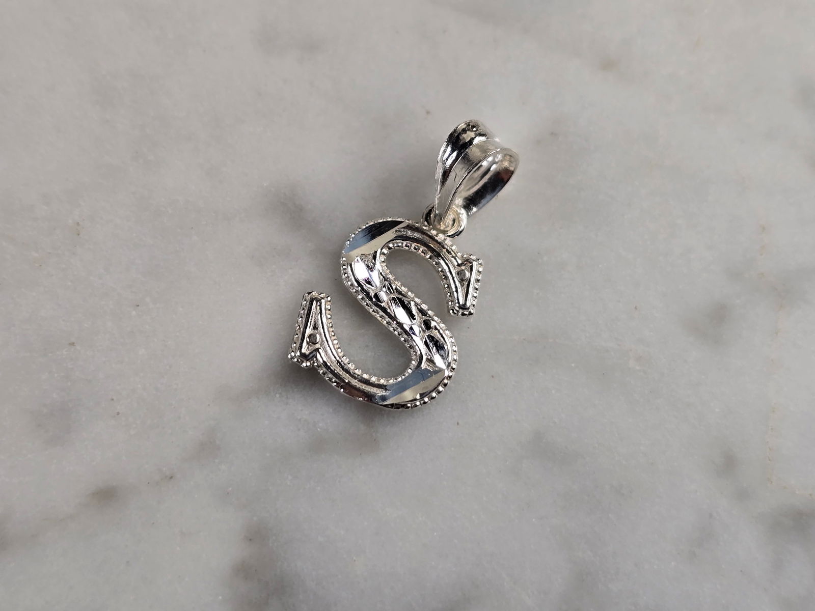 Womens Sterling Silver Initial Letter " S " Pendant (1 of 3)