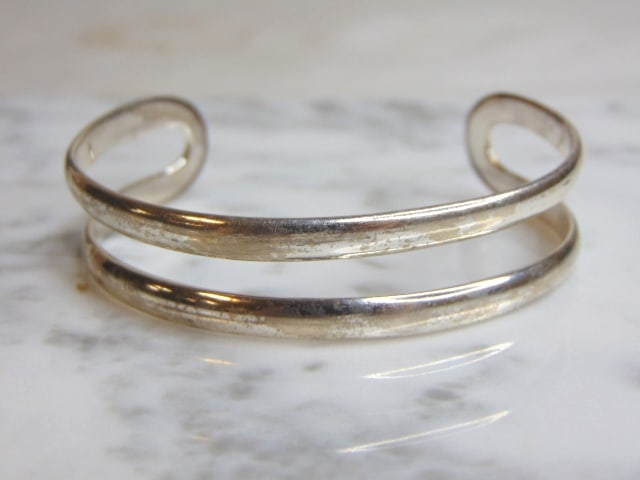 Womens Vintage Sterling Silver Modernist Cuff Bracelet (1 of 2)