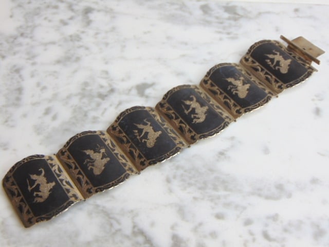Heavy Vintage Estate .925 Sterling Silver Siam Bracelet (1 of 5)