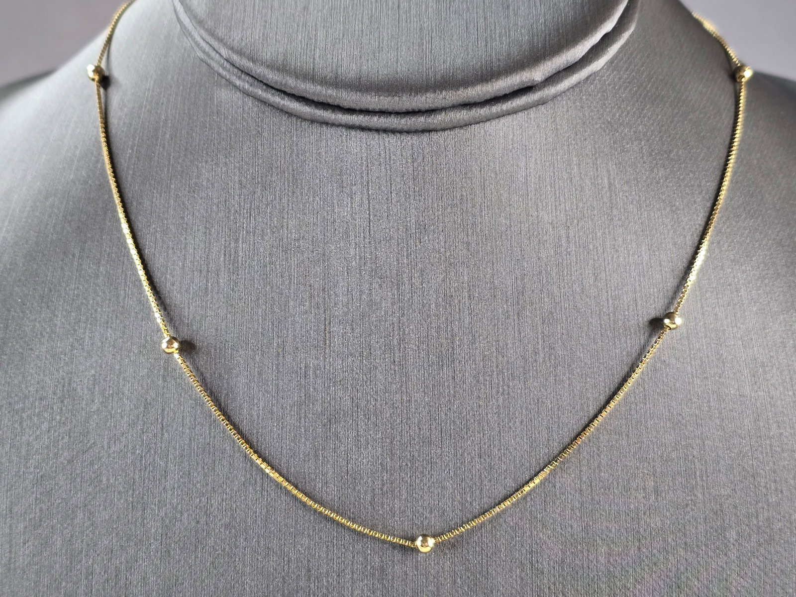Womens Vintage Estate 14K Yellow Gold Beaded Chain Necklace (1 of 3)