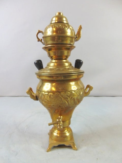 Vintage Antique Decorative Brass Samovar W/ Teapot (1 of 11)