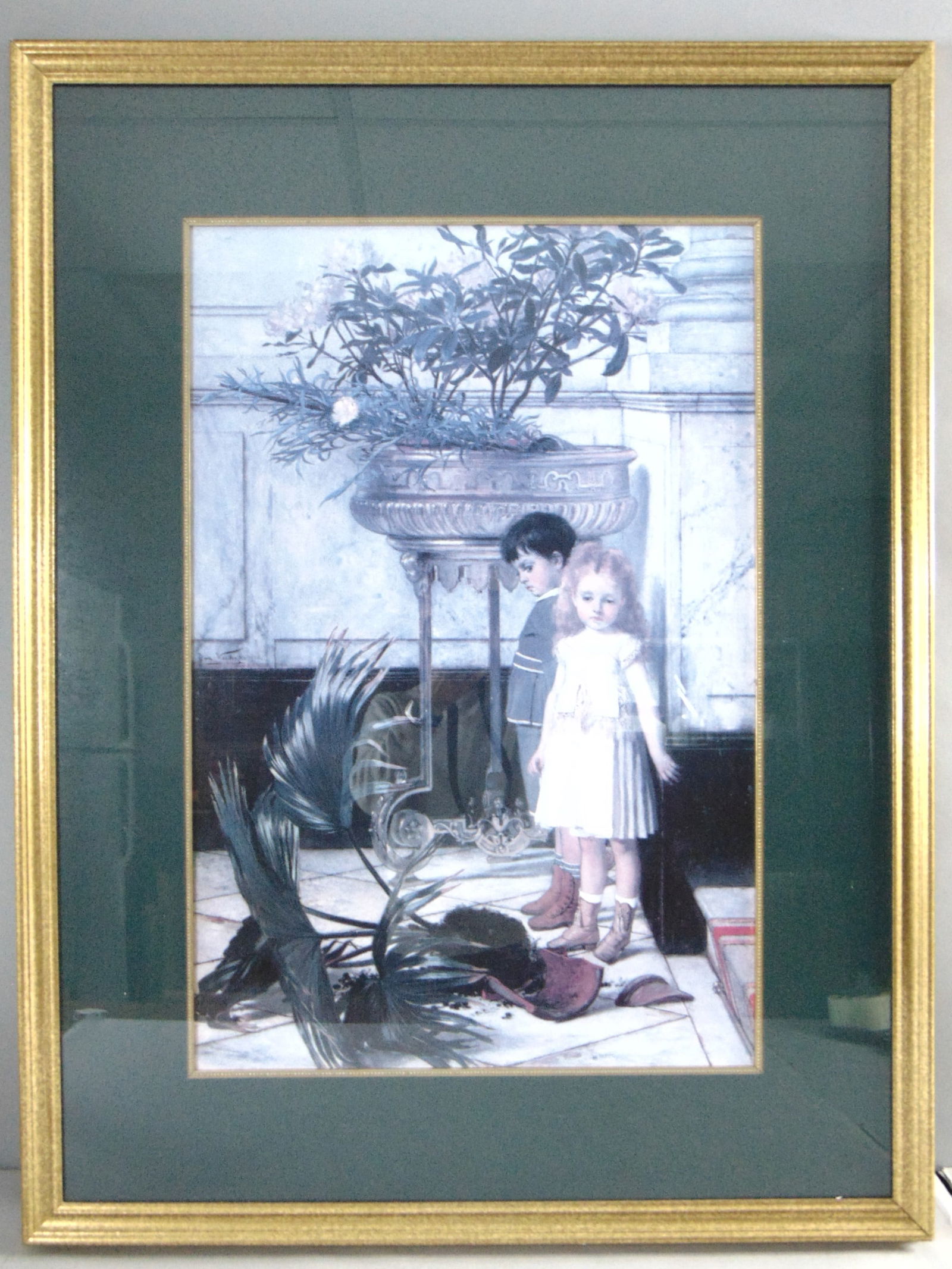 Vintage Estate Frans Verhas "Broken Flower Pot" Signed & Framed Art Print: FOR SALE IS THIS VINTAGE ESTATE FRANS VERHAS "BROKEN FLOWER POT" SIGNED & FRAMED ART PRINT. THE FRAME MEASURES 33" BY 43". PIECE IS SIGNED AND DATED. FRAME HAS SOME SMALL BLEMISHES WOULD BE BUYING AS