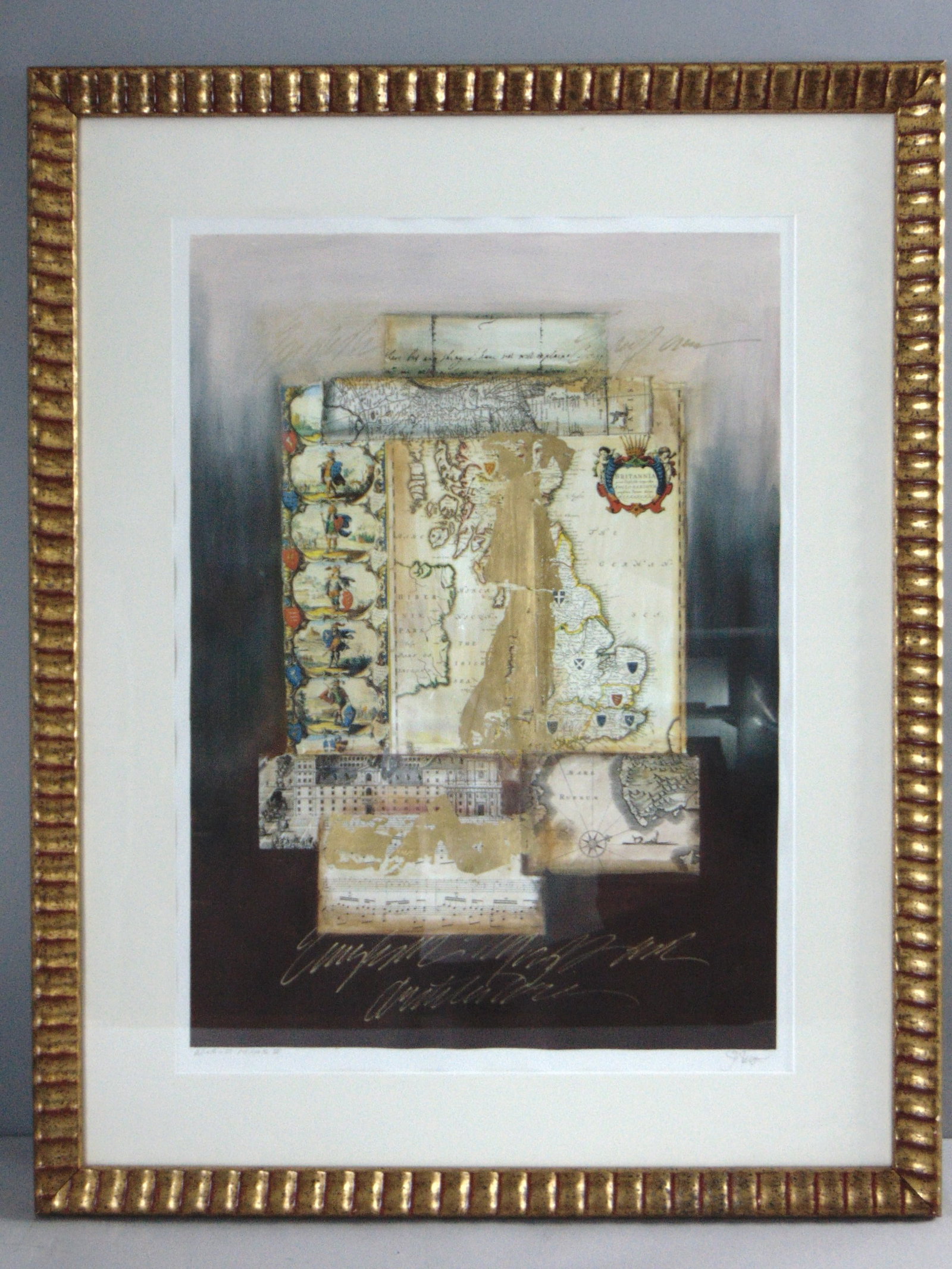 Vintage Estate World Maps II Signed & Framed Art Print (1 of 7)