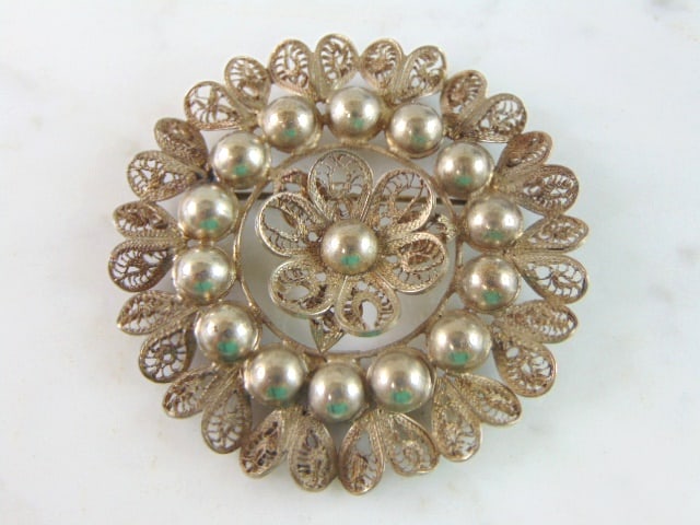 Womens Vintage Estate Sterling Silver Modernist Brooch (1 of 2)