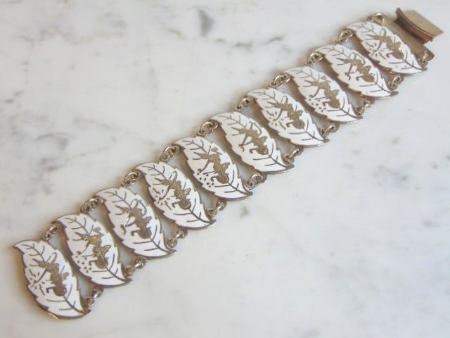 Heavy Vintage Estate .925 Sterling Silver Siam Bracelet (1 of 3)