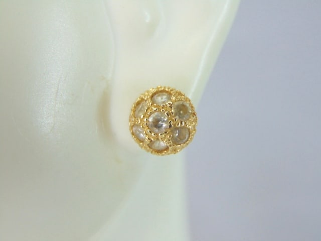 Womens Vintage Estate 14K Yellow Gold Stud CZ Earrings (1 of 3)