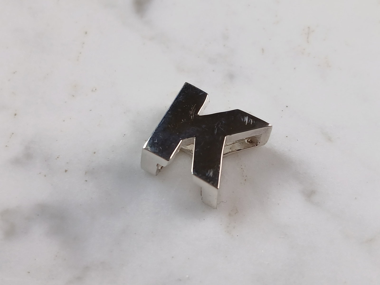 Womens Sterling Silver Initial Block Letter " K " Pendant (1 of 3)