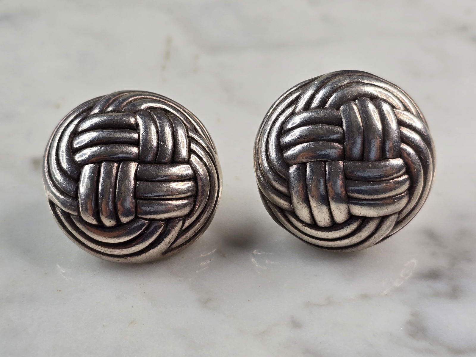 Womens Vintage Estate Sterling Silver Modernist Earrings (1 of 4)