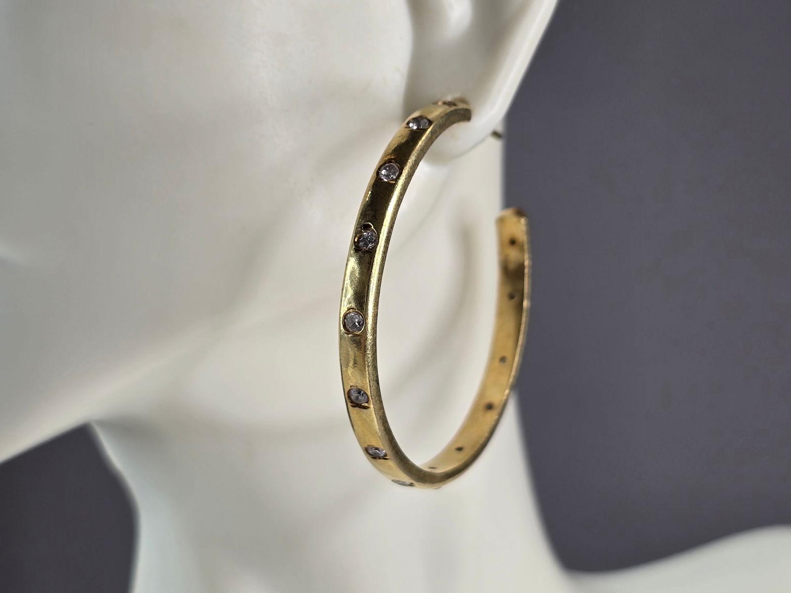 Womens Vintage Estate Sterling Silver Gold Tone Hoop Earrings (1 of 4)