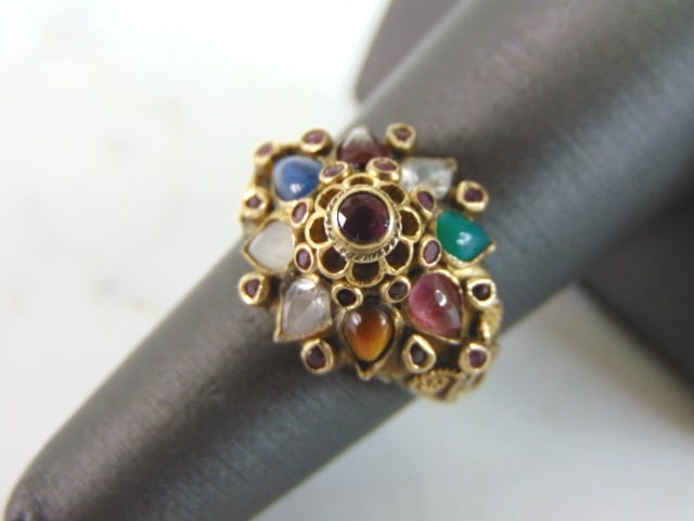 Womens Vintage Estate 14K Yellow Gold Multi Stone Ring (1 of 4)