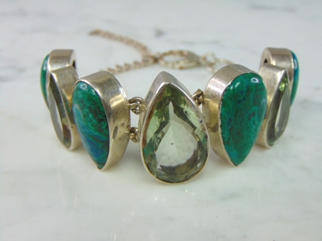 Womens Vintage Sterling Silver Multi Stone Bracelet (1 of 4)