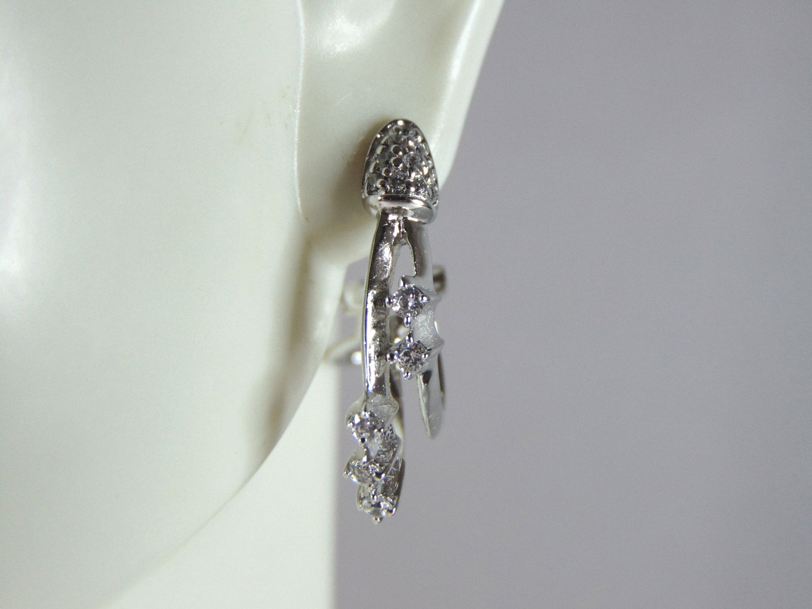 Womens Vintage Estate Sterling Silver CZ Earrings (1 of 5)