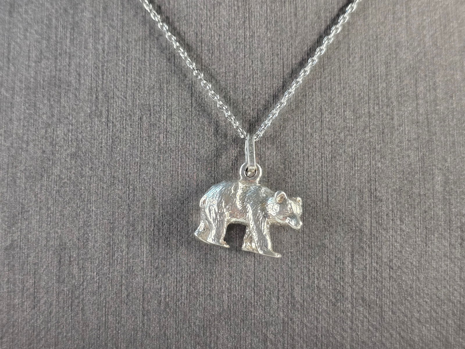 Womens Sterling Silver Bear Pendant Necklace (1 of 5)