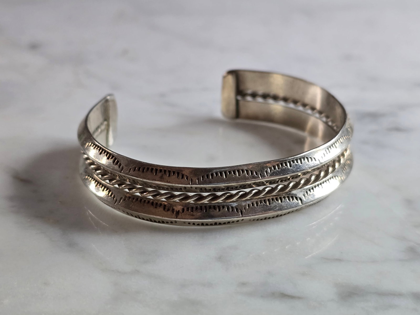 Vintage Sterling Silver Modernist Cuff Bracelet (1 of 4)