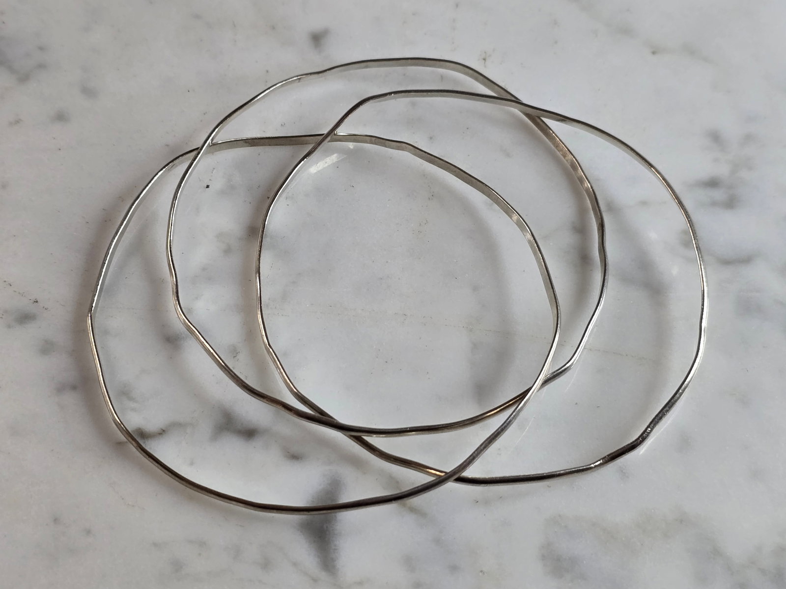 Womens Vintage Estate Sterling Silver 3 Band Trinity Bangle Bracelet (1 of 2)