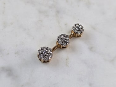 Womens Vintage Estate 10K Yellow Gold Diamond Pendant