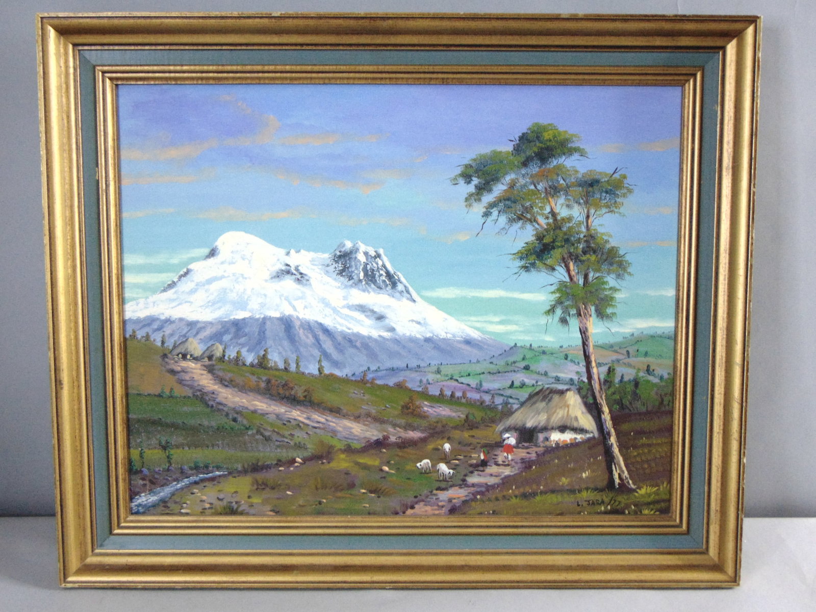 Vintage Original Listed Artist Ligia Jara Signed Framed Oil Painting: FOR SALE IS THIS VINTAGE ORIGINAL LISTED ARTIST LIGIA JARA SIGNED FRAMED OIL PAINTING. PAINTING IS SIGNED DATED BY ARTIST. THE FRAME MEASURES 27 3/4" BY 22 3/4". FRAME HAS SOME BLEMISHES AS SEEN IN TH