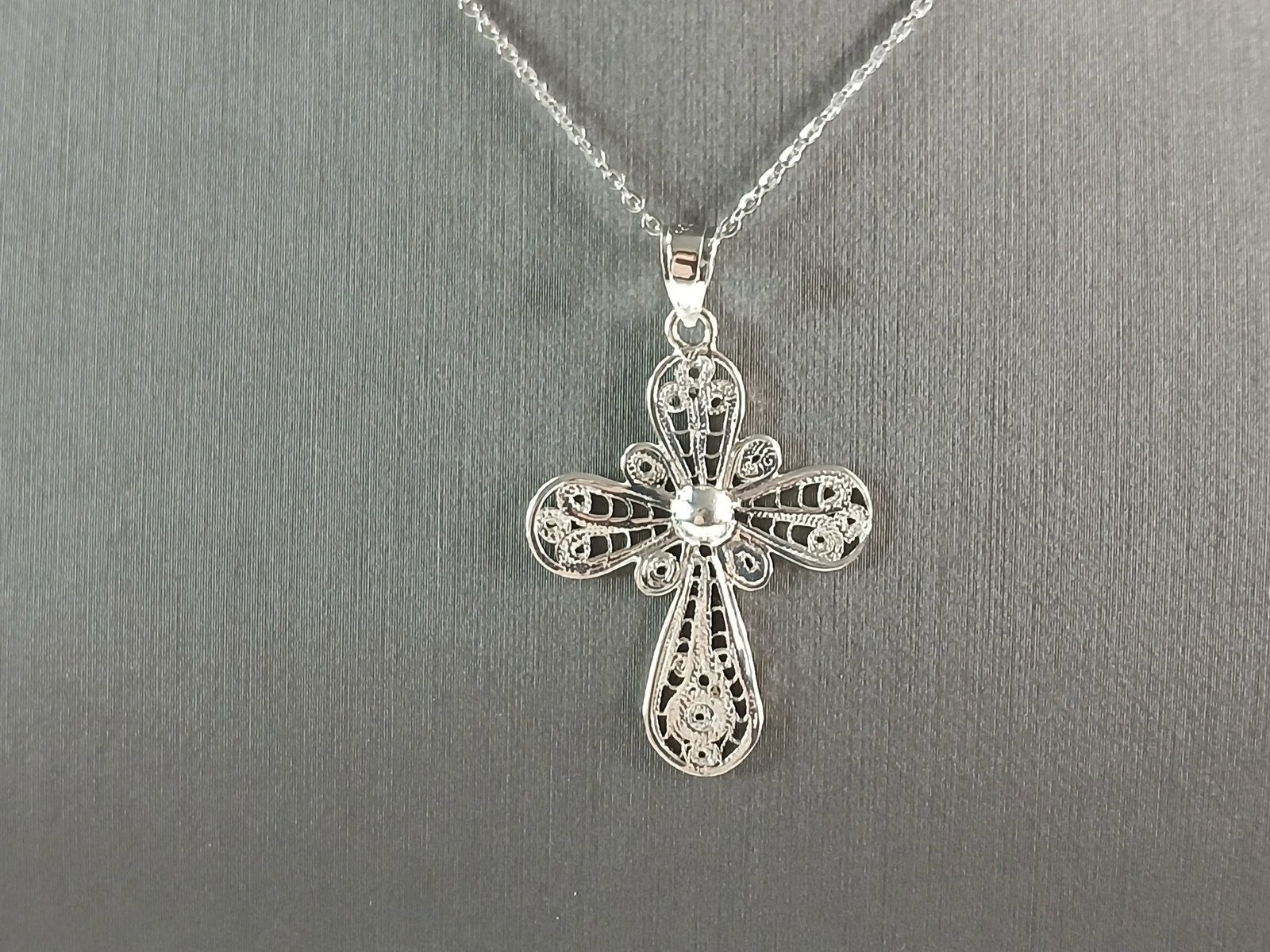 Womens Sterling Silver Religious Filigree Cross Pendant Necklace: A VERY NICE STERLING SILVER RELIGIOUS FILIGREE CROSS PENDANT WITH NECKLACE THAT WEIGHS 3.6g. THE PENDANT MEASURES 1 3/8" LONG BY 1" WIDE. THE NECKLACE MEASURES 18" LONG. ANY QUESTIONS PLEASE DONT HESI