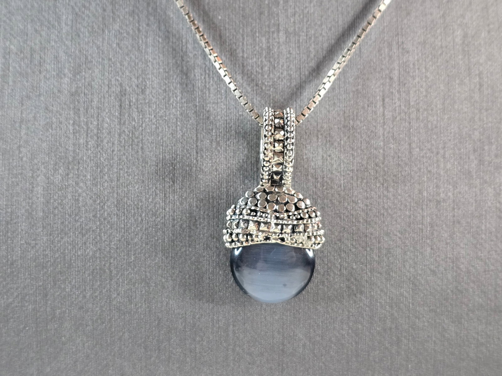 Womens Estate Sterling Silver Modernist Pendant & Necklace (1 of 4)