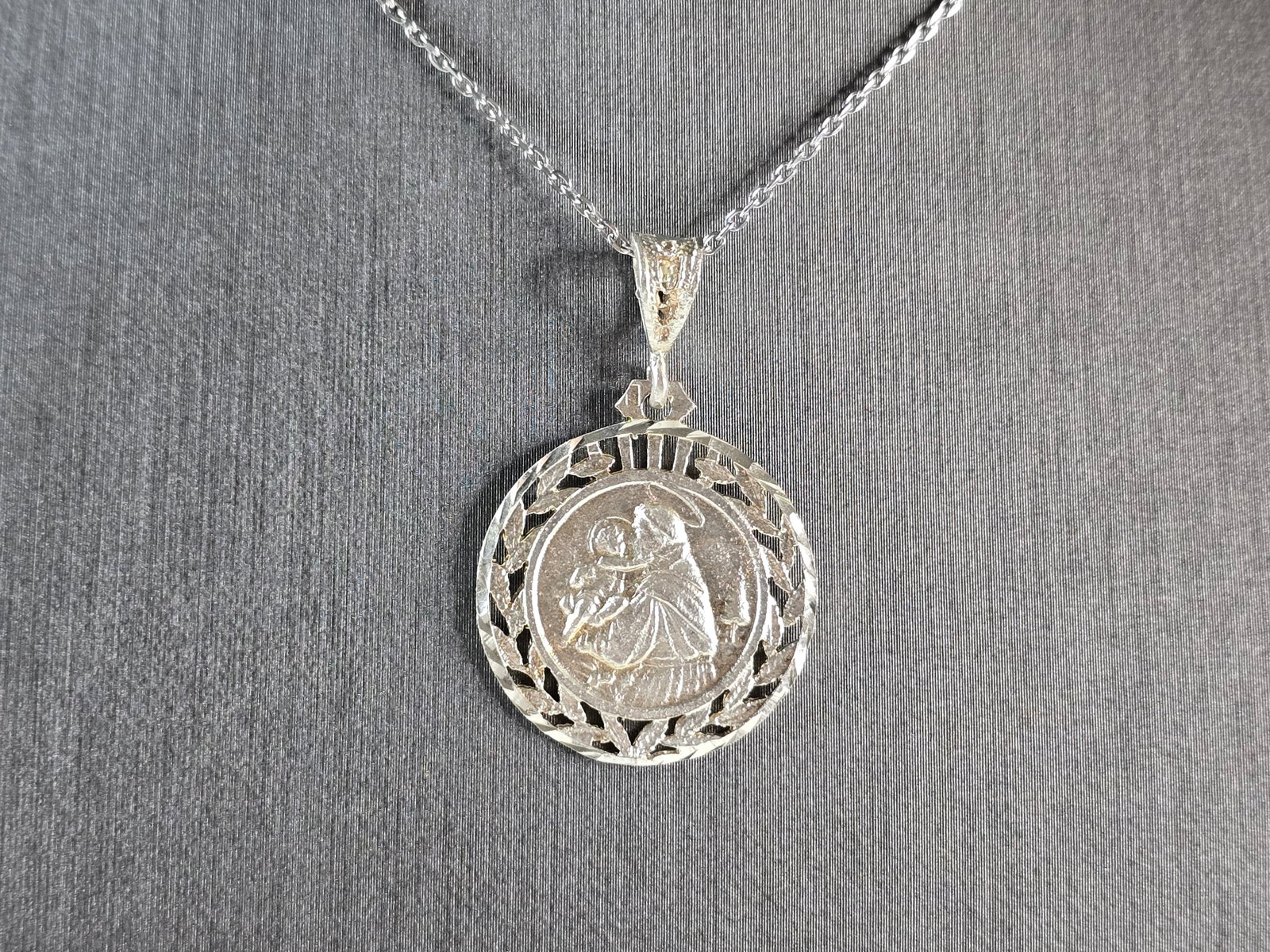 Womens Sterling Silver Religious St Christopher Pendant Necklace (1 of 4)