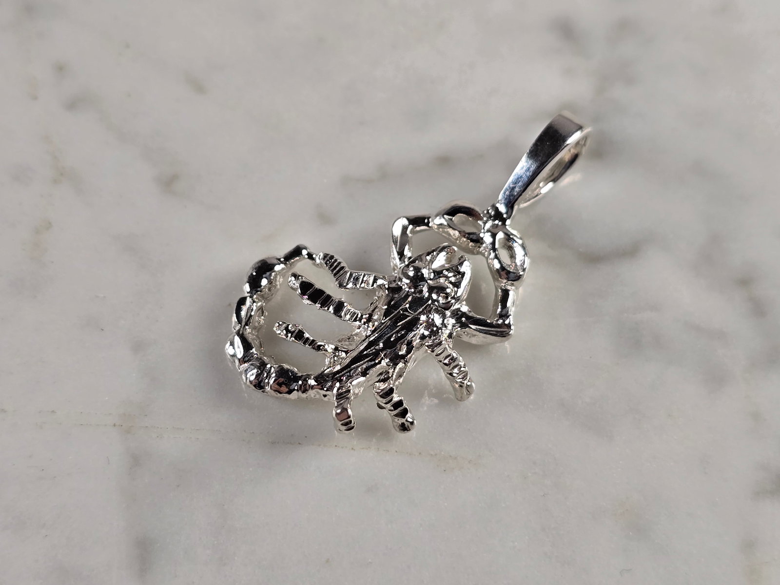 Sterling Silver Scorpion Scorpio Zodiac Pendant (1 of 3)