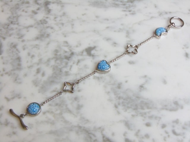 Womens Sterling Silver Millefiori Bracelet: FOR SALE IS A LOVELY VINTAGE ESTATE STERLING SILVER MILLEFIORI BRACELET THAT MEASURES 7 1/2" LONG BY 1/2" WIDE AND WEIGHS 14.6g. THIS WOULD MAKE A LOVELY GIFT FOR THAT SOMEONE SPECIAL. ANY QUESTIONS,