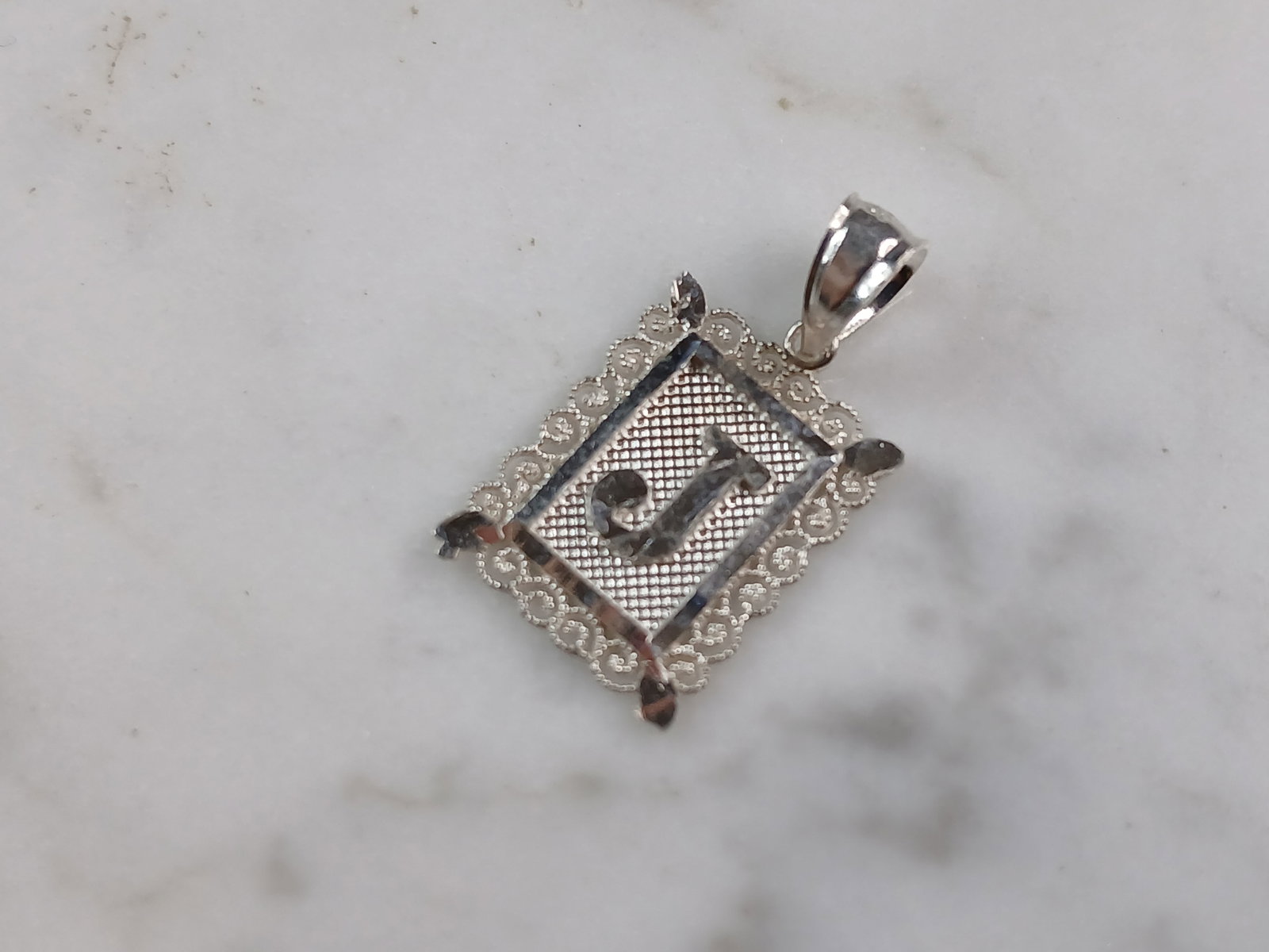 Womens Sterling Silver Initial Letter " J " Pendant (1 of 3)