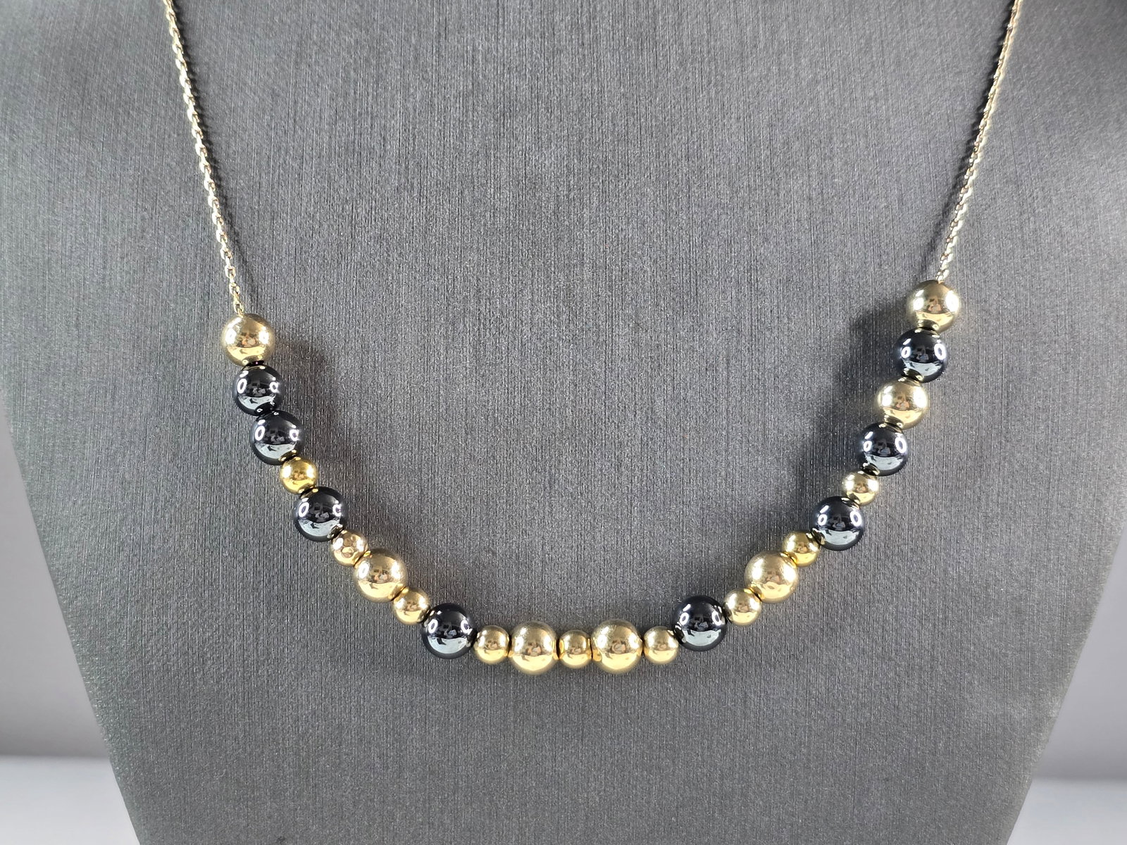 Vintage Estate 14K Yellow Gold Chain Beaded Necklace (1 of 4)