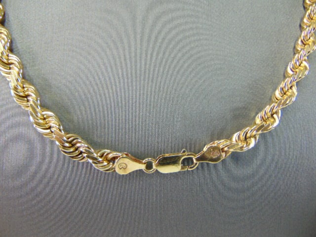 Heavy Vintage Estate 14K Yellow Gold Rope Necklace - 2