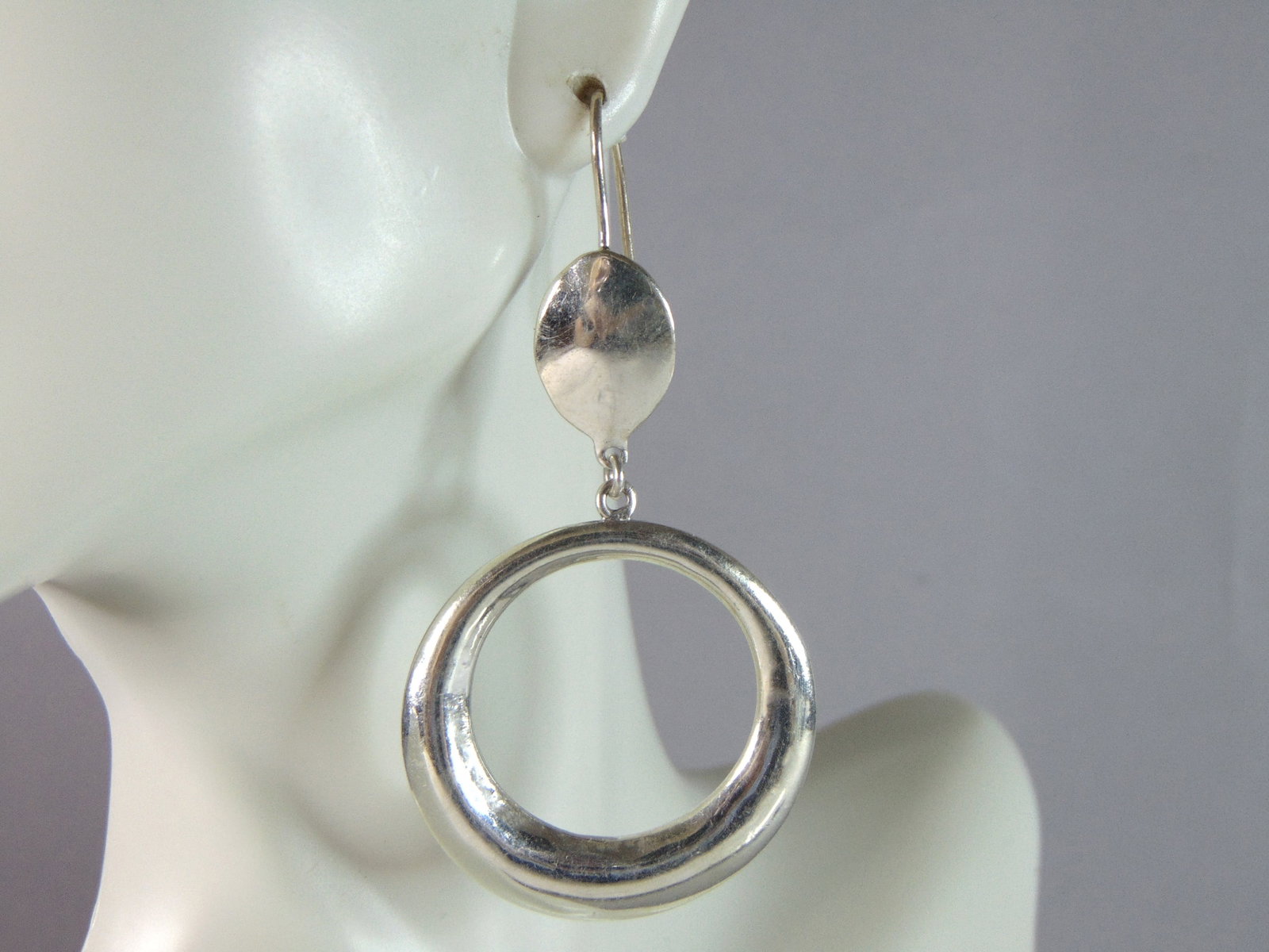 Womens Vintage Estate Sterling Silver Modernist Dangle Earrings (1 of 4)